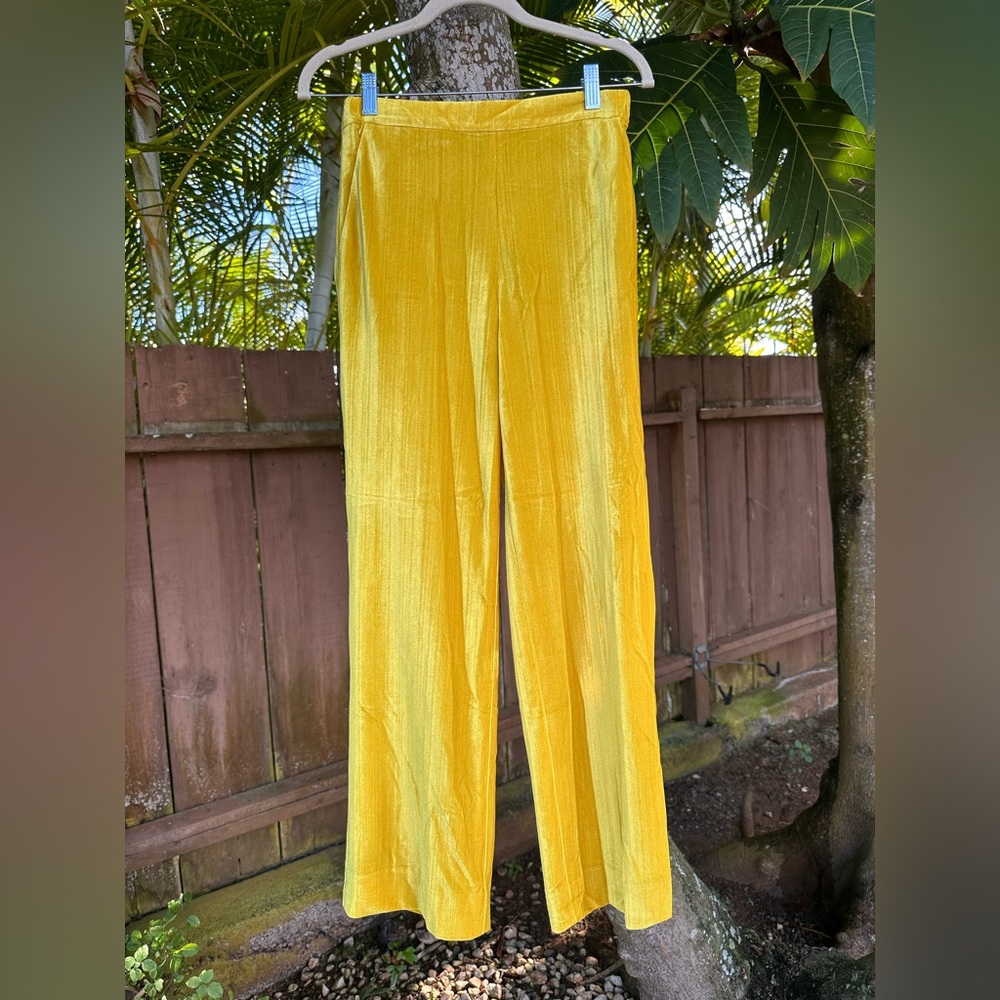 St. John Crushed Velvet Pants Citrine Size XS - Picture 4 of 10